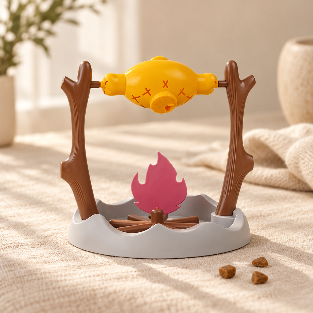 Hunt & Snack Slow Feeder on a soft rug with a few treats