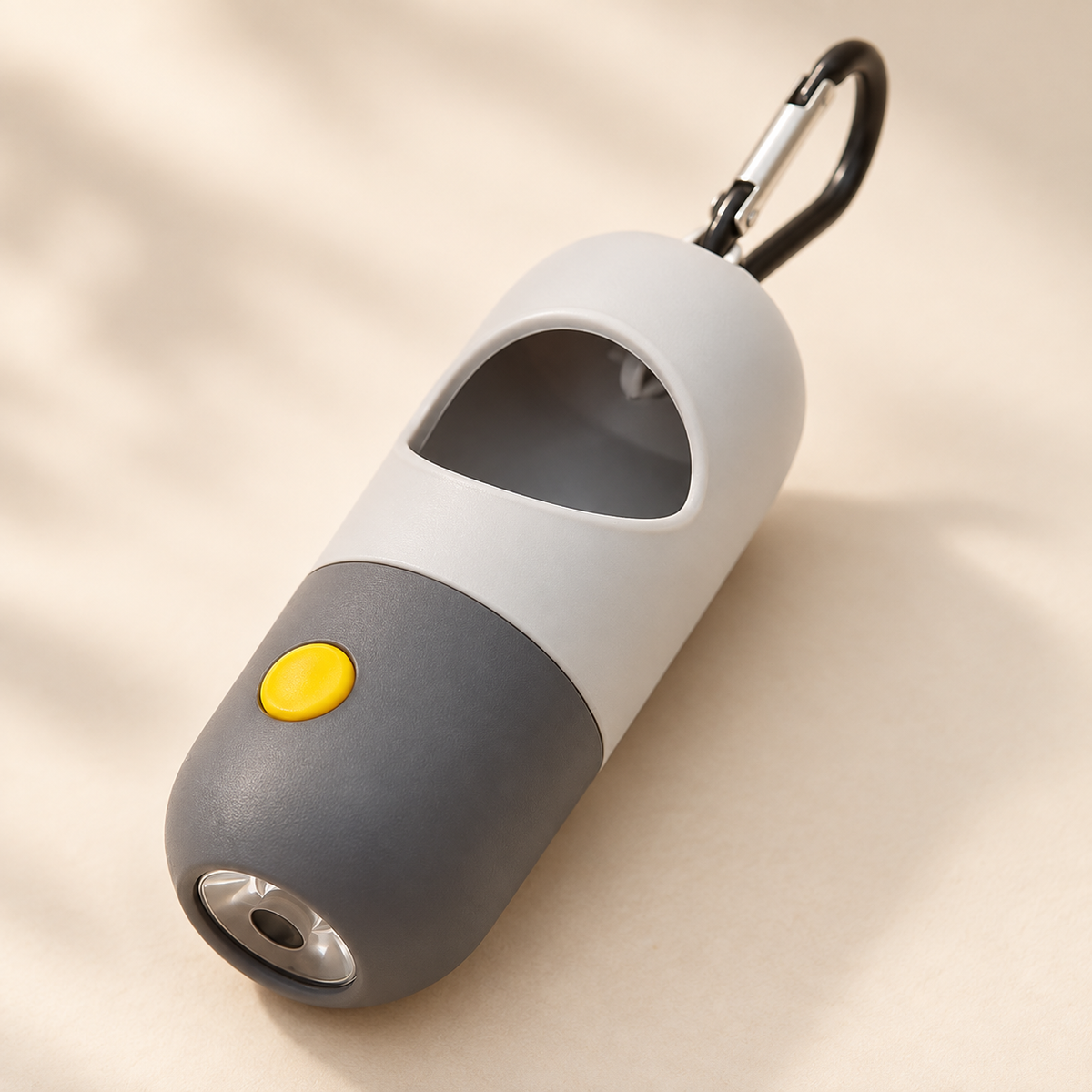 Night Walk LED waste bag dispenser in white and gray